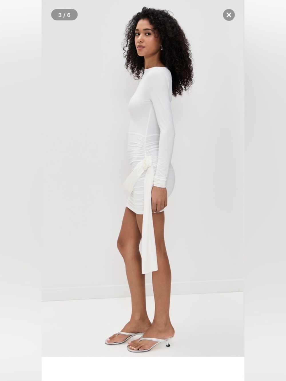 Lioness Glory White Long-Sleeve Ruched Mini Dress - Picture 3 of 8